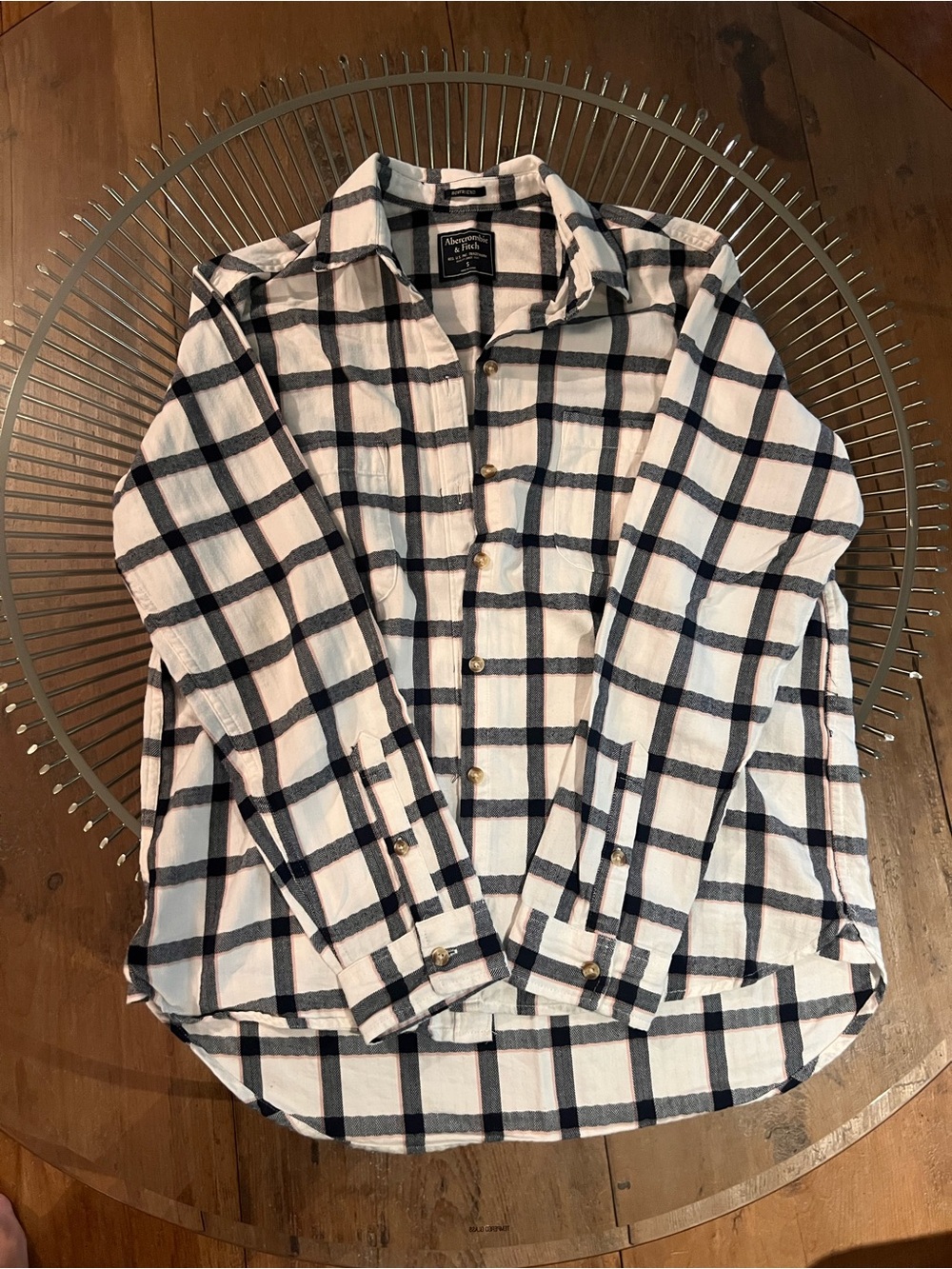Abercrombie & Fitch navy and White Check Shirt